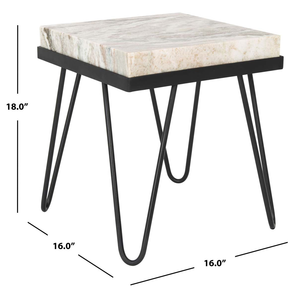 Safavieh Jada Stone Top Accent Table , ACC3705 - Multi Grey Stone/Black