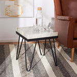 Safavieh Leilani Palm Leaf Side Table , ACC2500 - Multi Grey Stone/Black