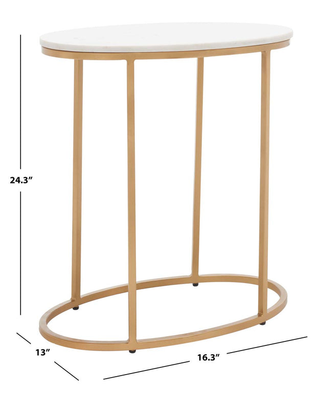 Safavieh Tage Marble Side Table , ACC3711 - White Marble/Gold Legs