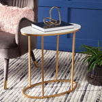 Safavieh Tage Marble Side Table , ACC3711 - White Marble/Gold Legs