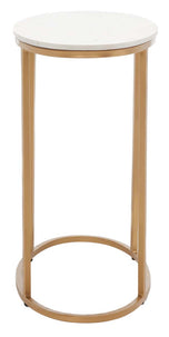 Safavieh Tage Marble Side Table , ACC3711 - White Marble/Gold Legs
