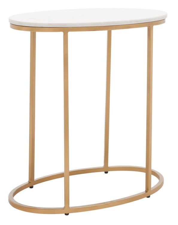Safavieh Tage Marble Side Table , ACC3711 - White Marble/Gold Legs