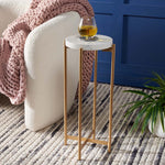 Safavieh Branwen Drink Table , ACC3723 - White Marble Top/Gold Legs