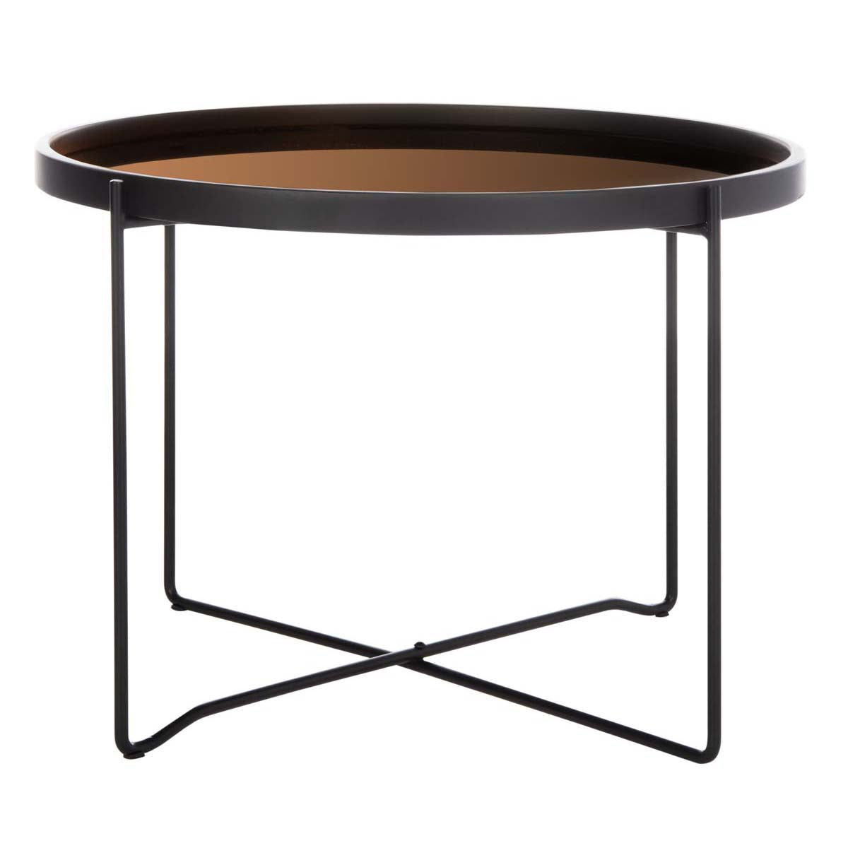 Safavieh Ruby Medium Round Tray Top Accent Table , ACC4205 - Rose Gold/Black