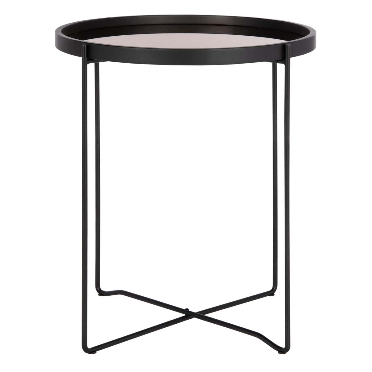 Safavieh Ruby Small Round Tray Top Accent Table , ACC4206 - Rose Gold/Black