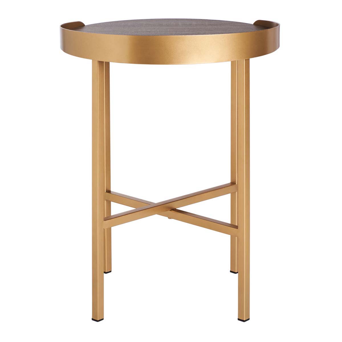 Safavieh Prague Round Side Table , ACC4208 - Light Grey Oak/Gold