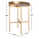 Safavieh Prague Round Side Table , ACC4208 - Light Grey Oak/Gold