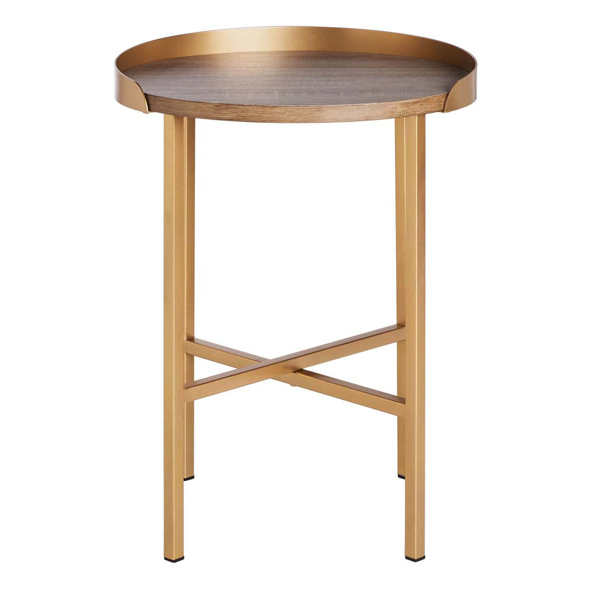 Safavieh Prague Round Side Table , ACC4208 - Light Grey Oak/Gold