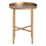 Safavieh Prague Round Side Table , ACC4208 - Light Grey Oak/Gold