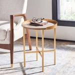 Safavieh Prague Round Side Table , ACC4208 - Light Grey Oak/Gold