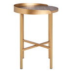 Safavieh Prague Round Side Table , ACC4208 - Light Grey Oak/Gold
