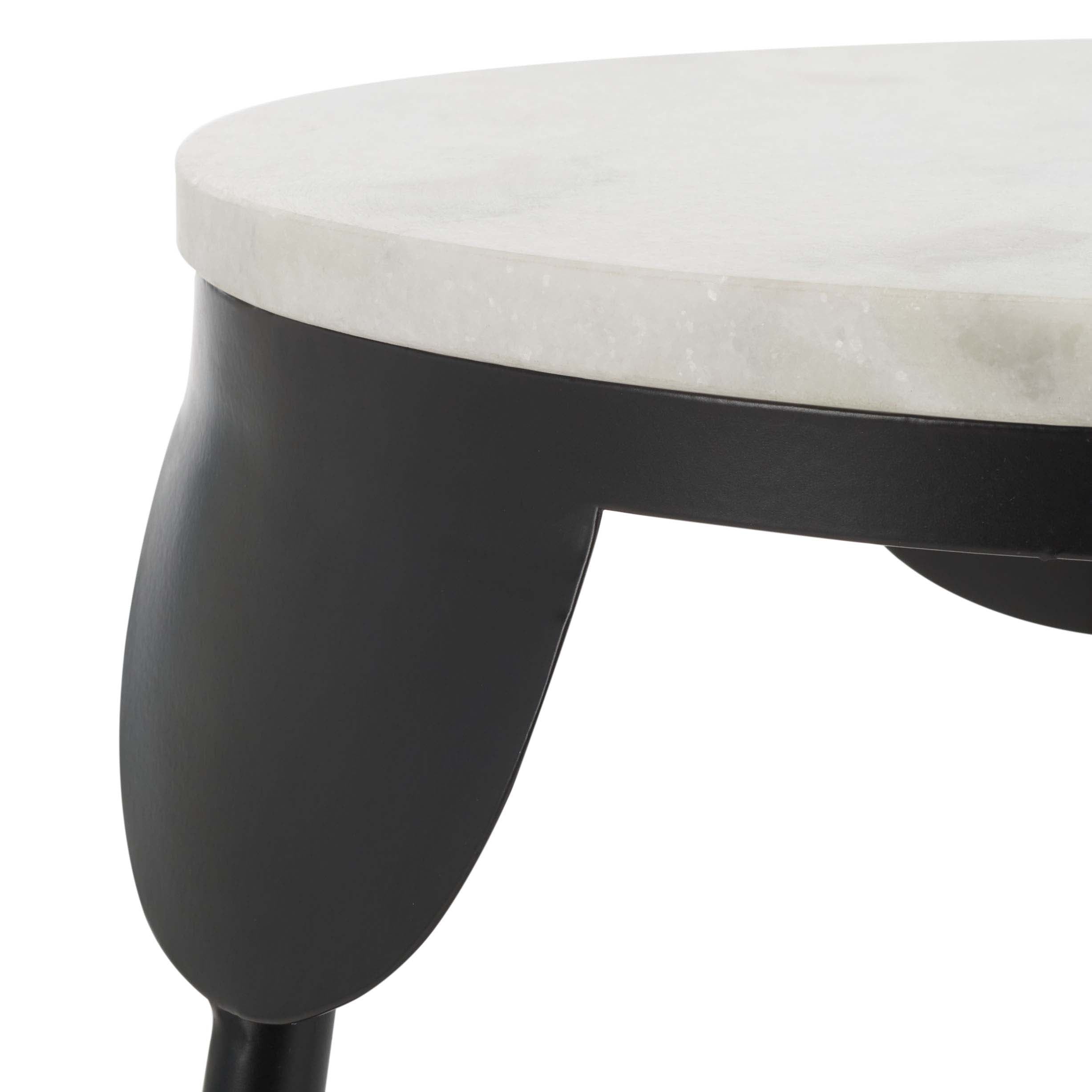 Safavieh Everbrooke Round Accent Table, White Marble / Black