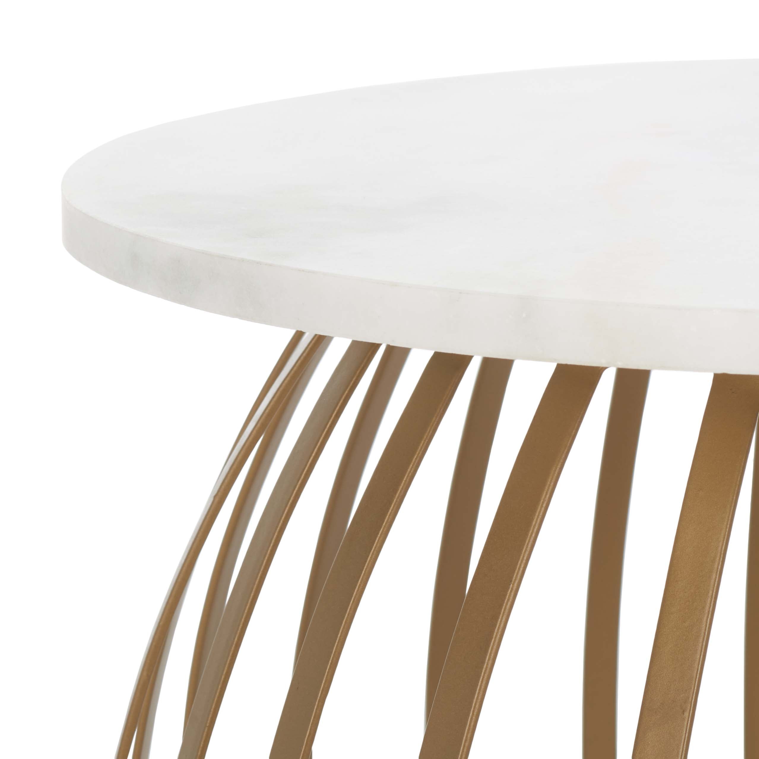Safavieh Explorer Round Accent Table, White Marble / Gold