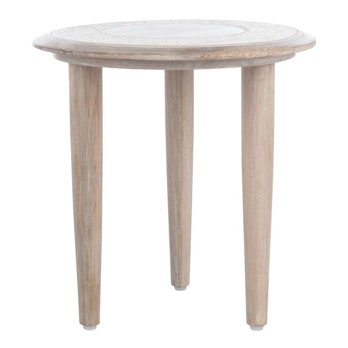 Safavieh Rehnuma Carved Side Table , ACC5300 - White Wash