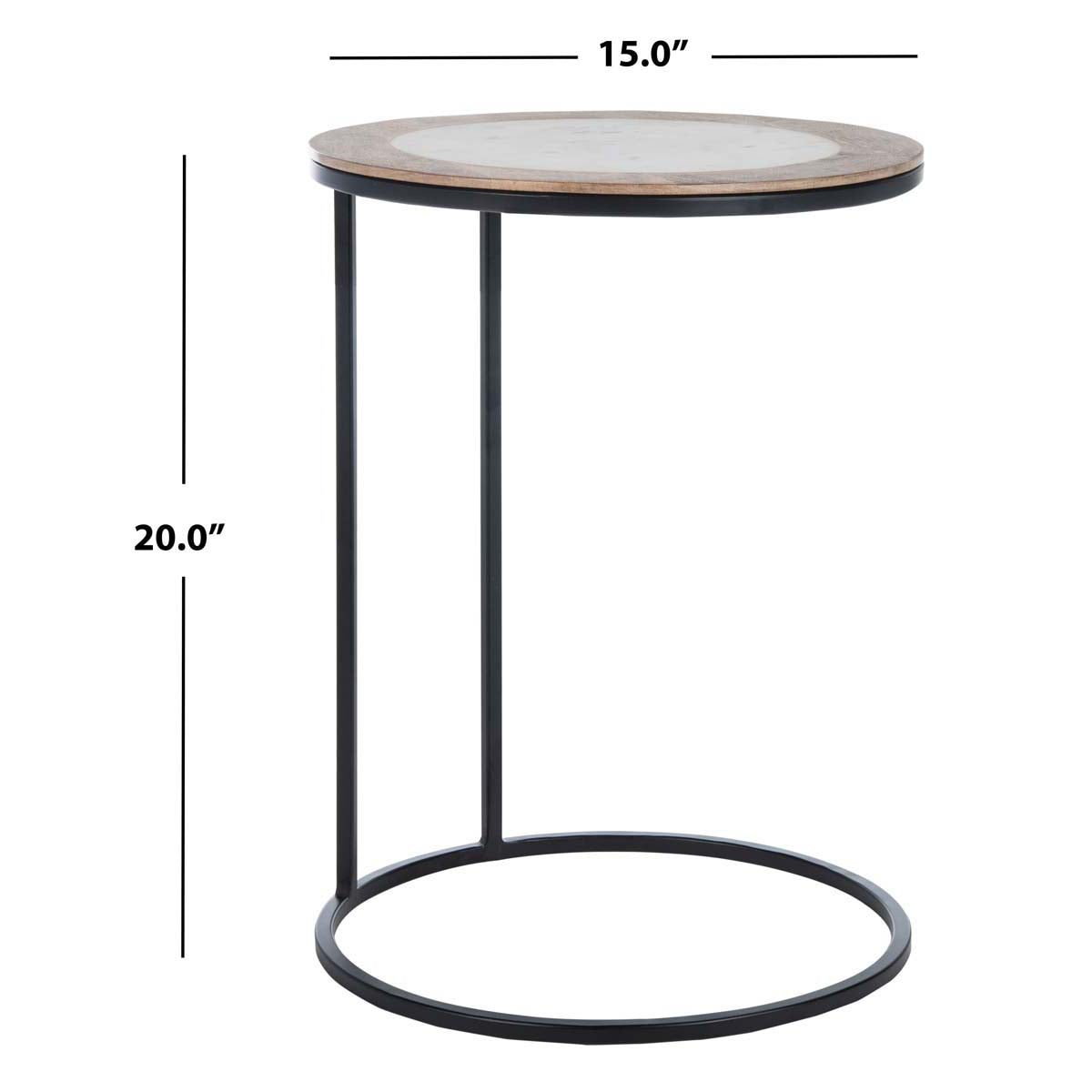 Safavieh Gemma Agate Side Table , ACC5301 - White Marble/Natural/Black Legs