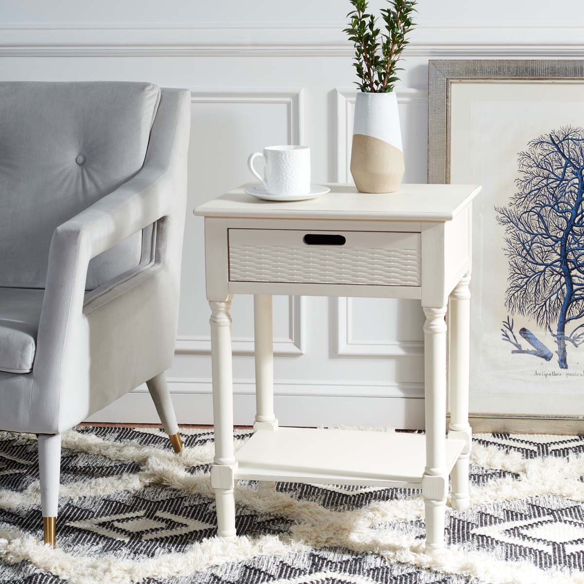 Safavieh Landers 1 Drawer Accent Table , ACC5708 - Distressed White