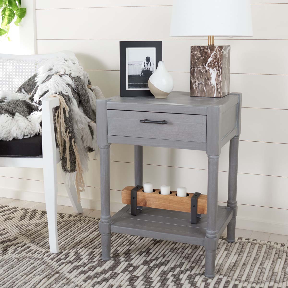 Safavieh Filbert 1Drw Accent Table, ACC5711 - White Washed Grey