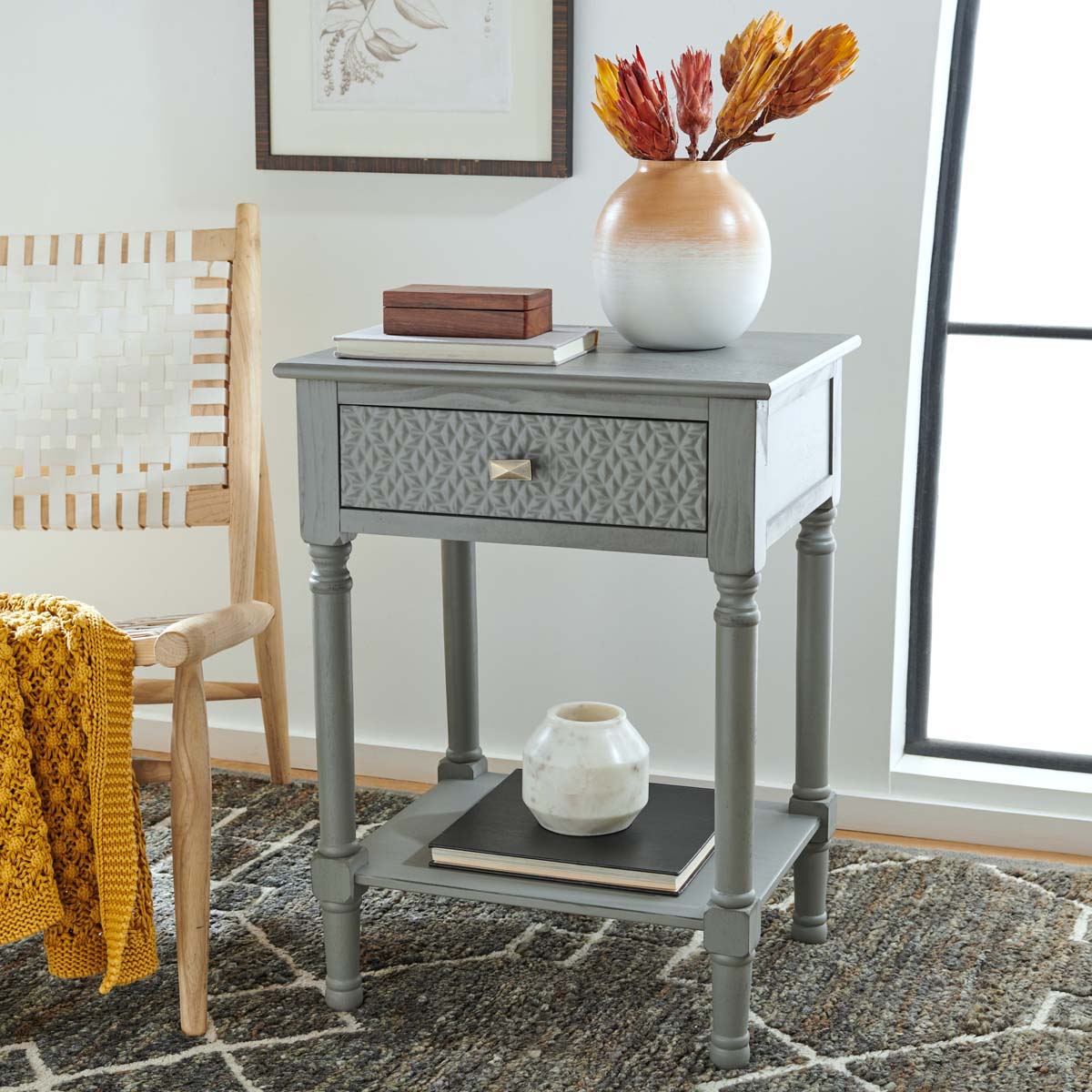 Safavieh Halton 1Drw Accent Table , ACC5712 - Distressed / Grey