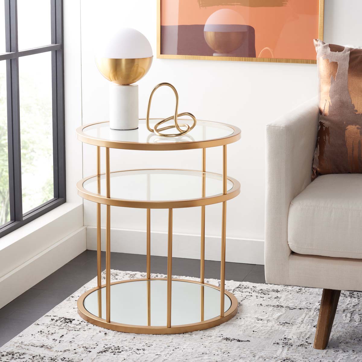 Safavieh Layta 3 Shelf Accent Table , ACC6402 - Gold/Glass