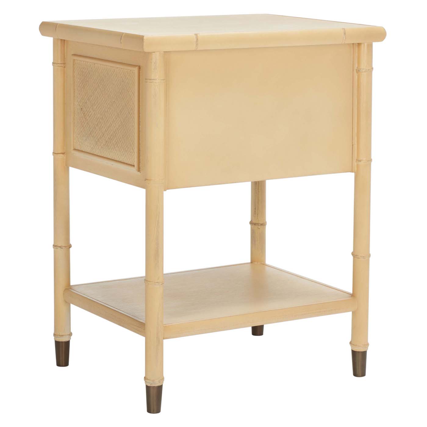 Safavieh Ahab 2 Drawer 1 Shelf Accent Table , ACC6606 - Light Blonde / Gold