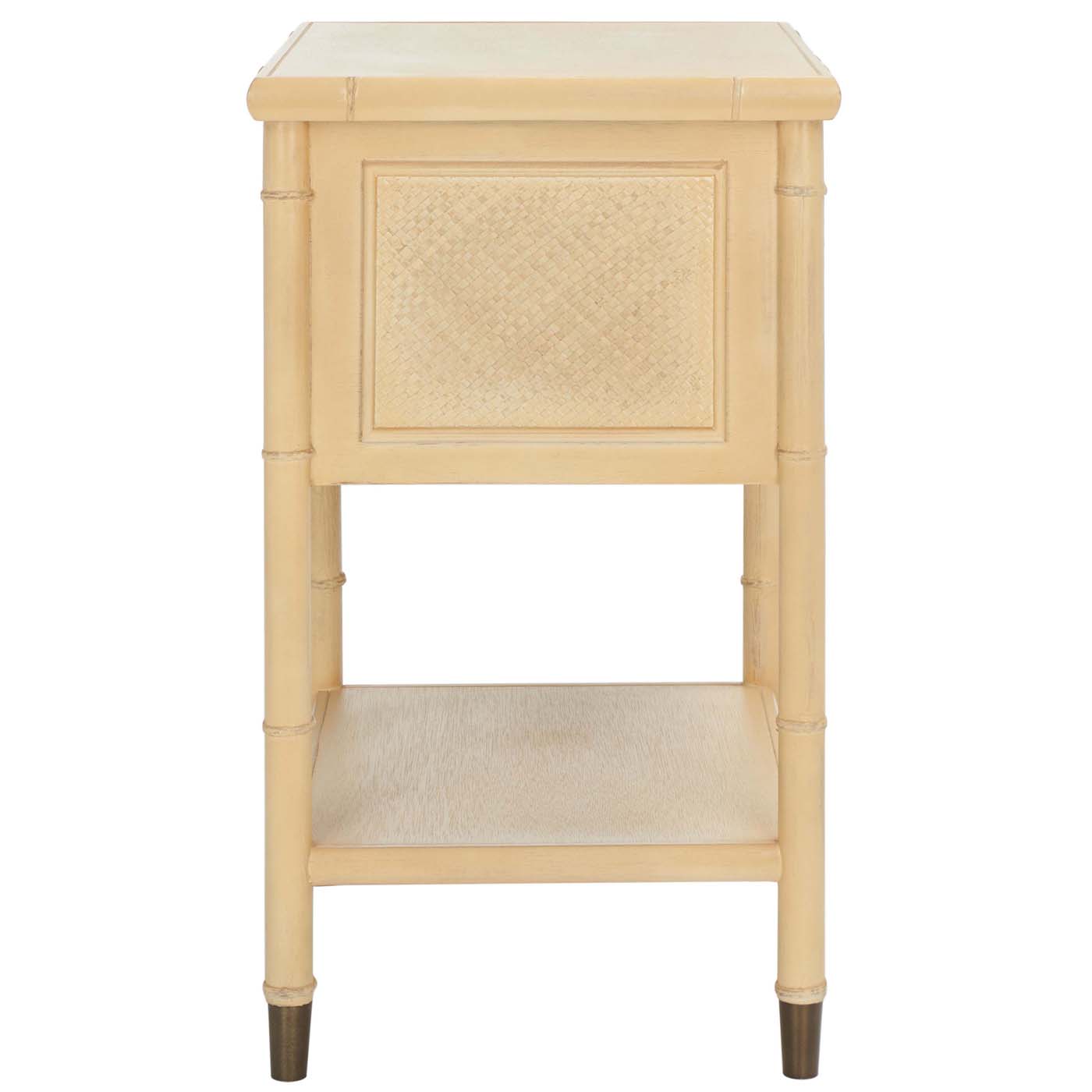 Safavieh Ahab 2 Drawer 1 Shelf Accent Table , ACC6606 - Light Blonde / Gold