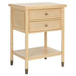 Safavieh Ahab 2 Drawer 1 Shelf Accent Table , ACC6606 - Light Blonde / Gold
