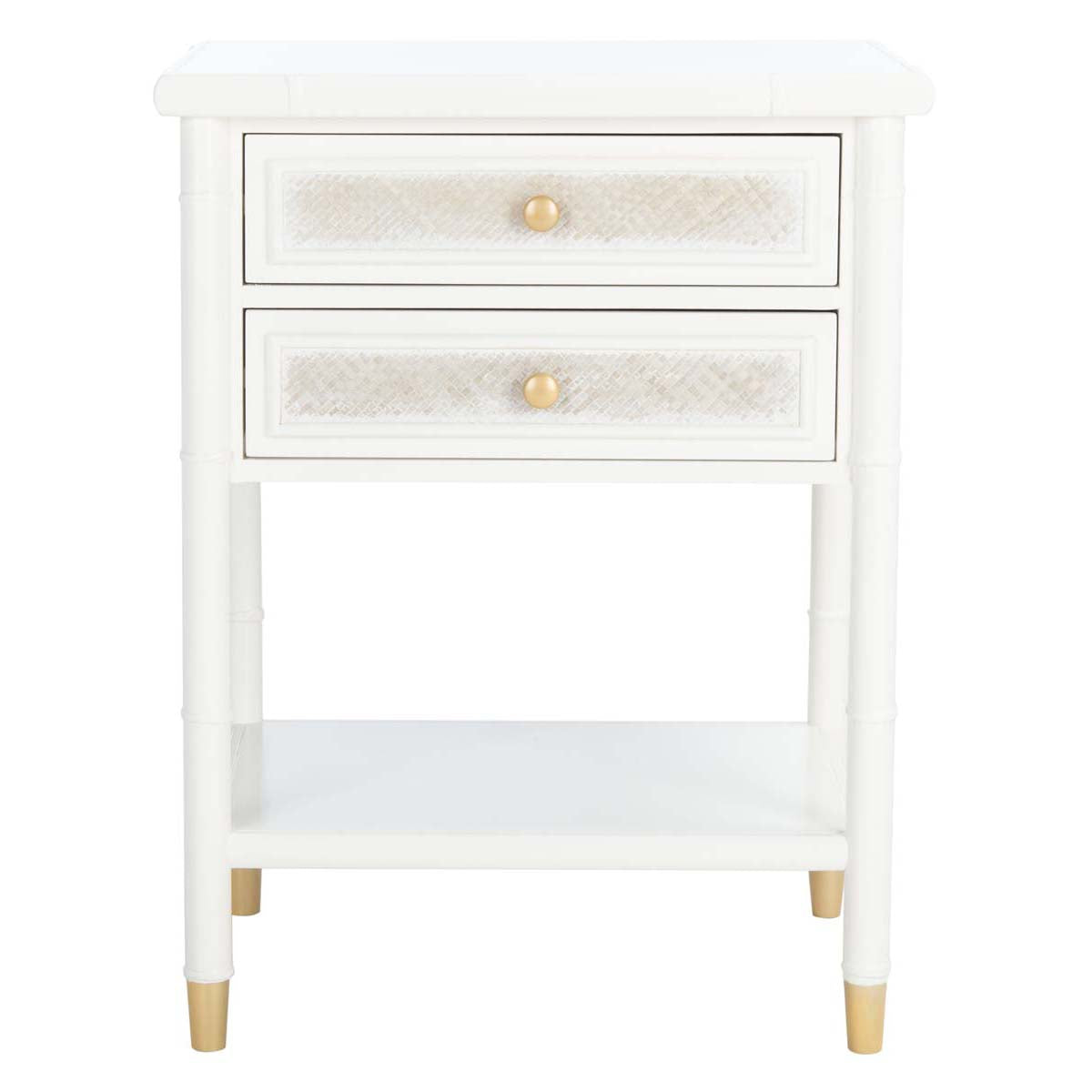 Safavieh Ahab 2 Drawer 1 Shelf Accent Table , ACC6606 - White / Gold