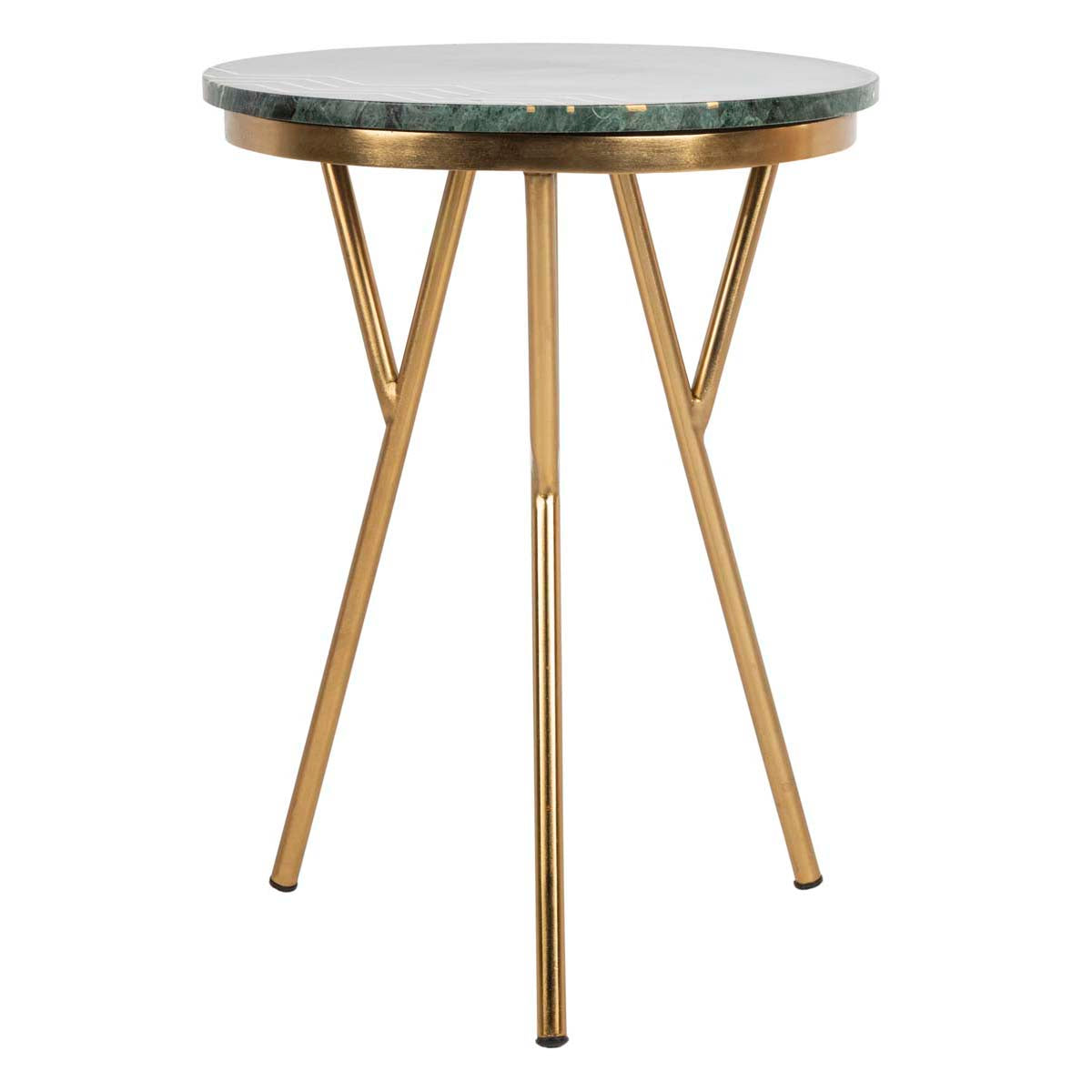 Safavieh Coletta Round Marble Accent Table , ACC7201 - Dark Green Marble/Brass