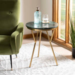 Safavieh Coletta Round Marble Accent Table , ACC7201 - Dark Green Marble/Brass