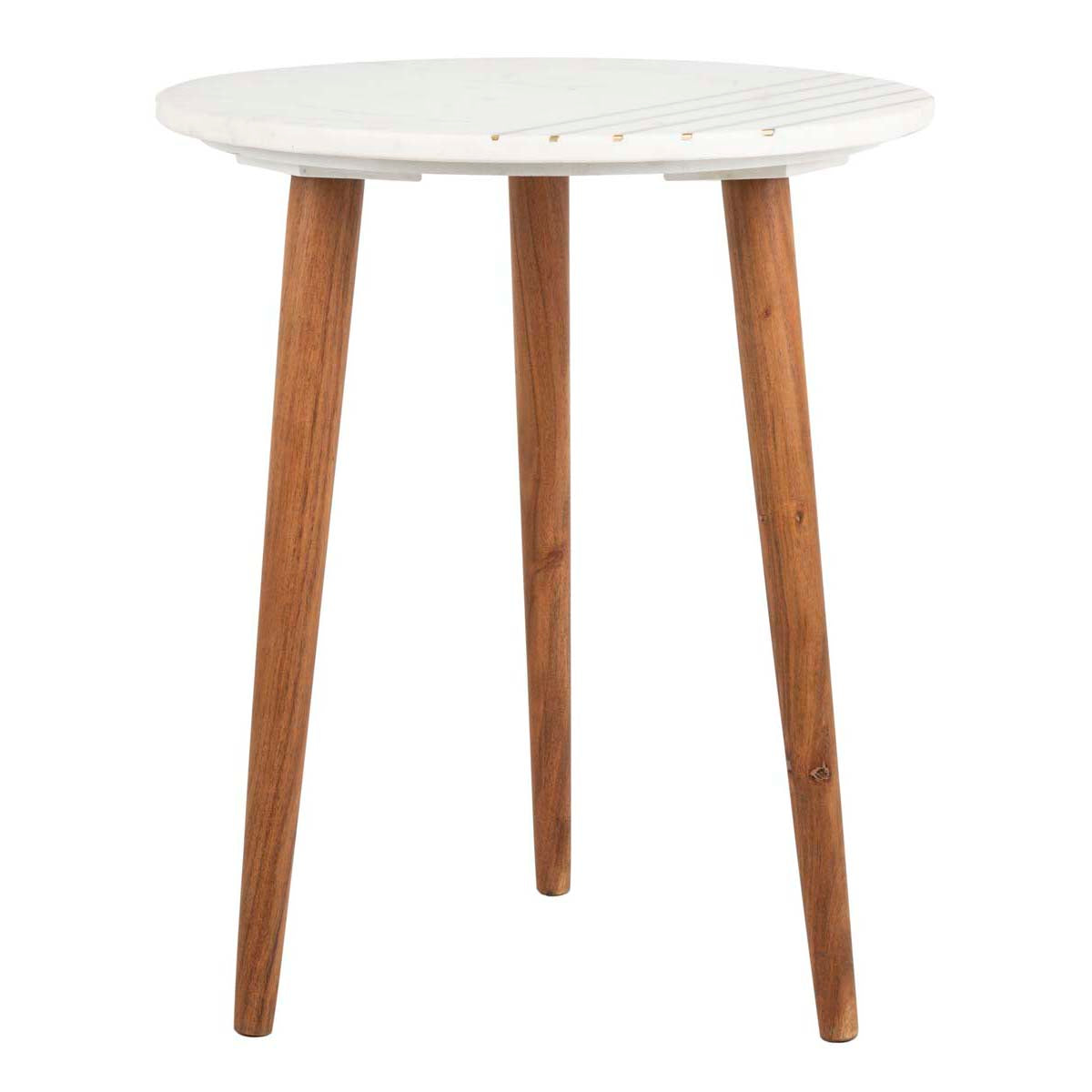 Safavieh Valerie Round Marble Accent Table , ACC7202 - White Marble/Brass
