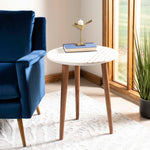 Safavieh Valerie Round Marble Accent Table , ACC7202 - White Marble/Brass