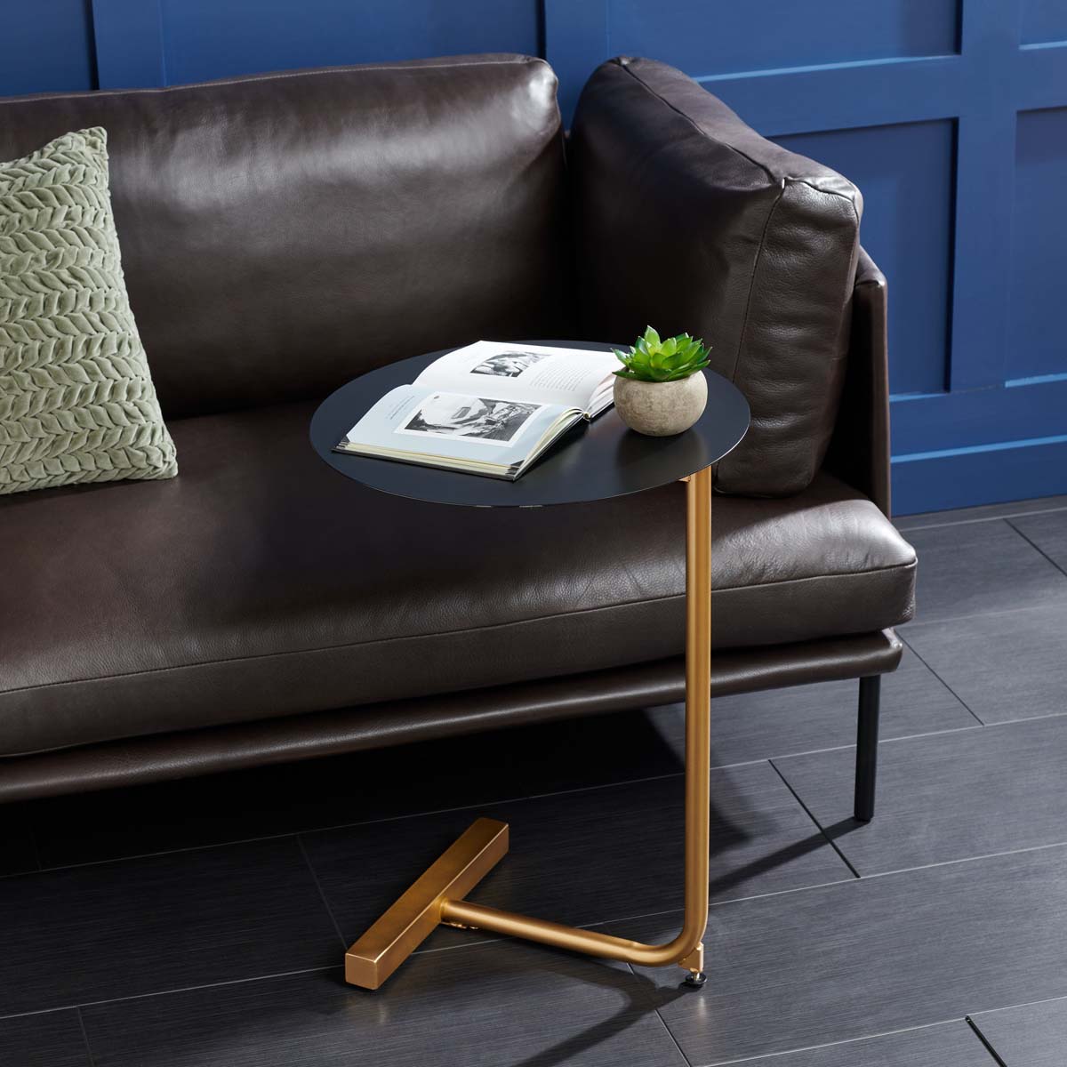 Safavieh Haylee Round Side Table , ACC8002 - Black / Gold