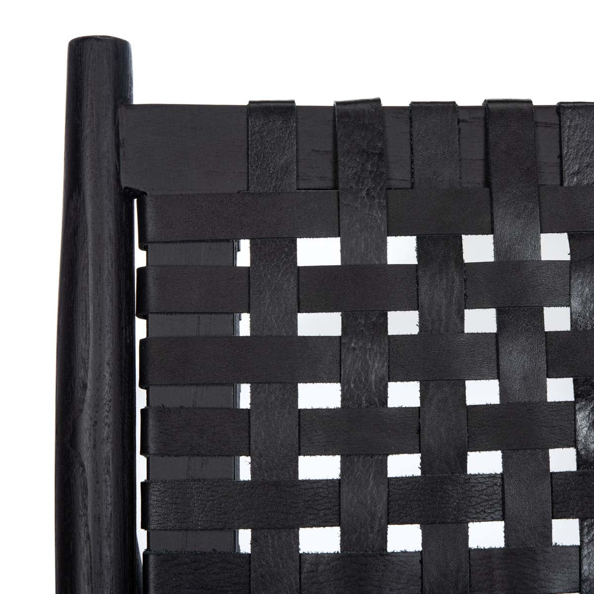 Safavieh Soleil Leather Woven Accent Chair , ACH1001 - Black Leather/Black