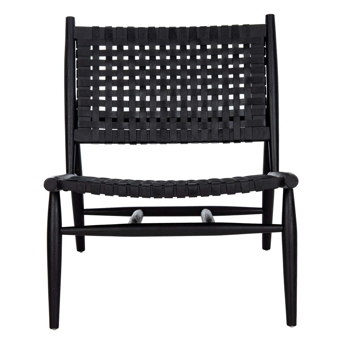 Safavieh Soleil Leather Woven Accent Chair , ACH1001 - Black Leather/Black