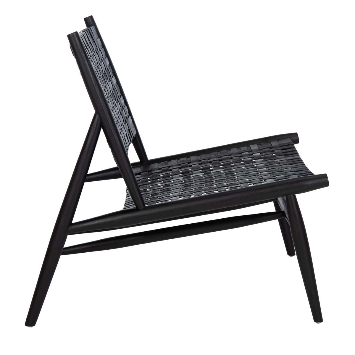 Safavieh Soleil Leather Woven Accent Chair , ACH1001 - Black Leather/Black