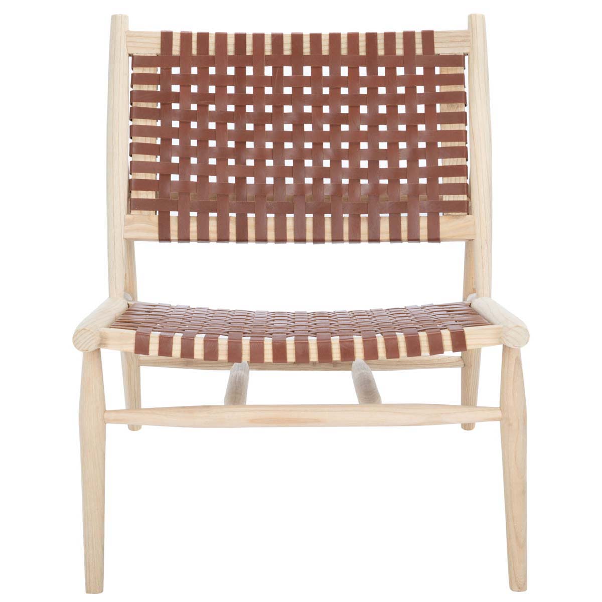 Safavieh Soleil Leather Woven Accent Chair , ACH1001 - Cognac / Natural