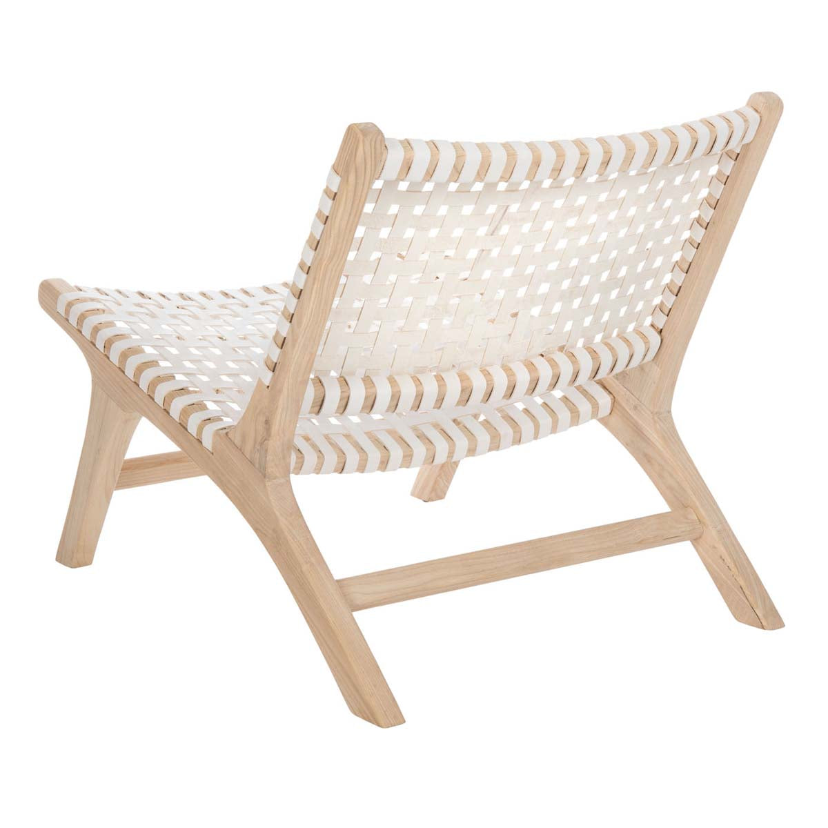 Safavieh Luna Leather Woven Accent Chair , ACH1002 - White Leather/Natural