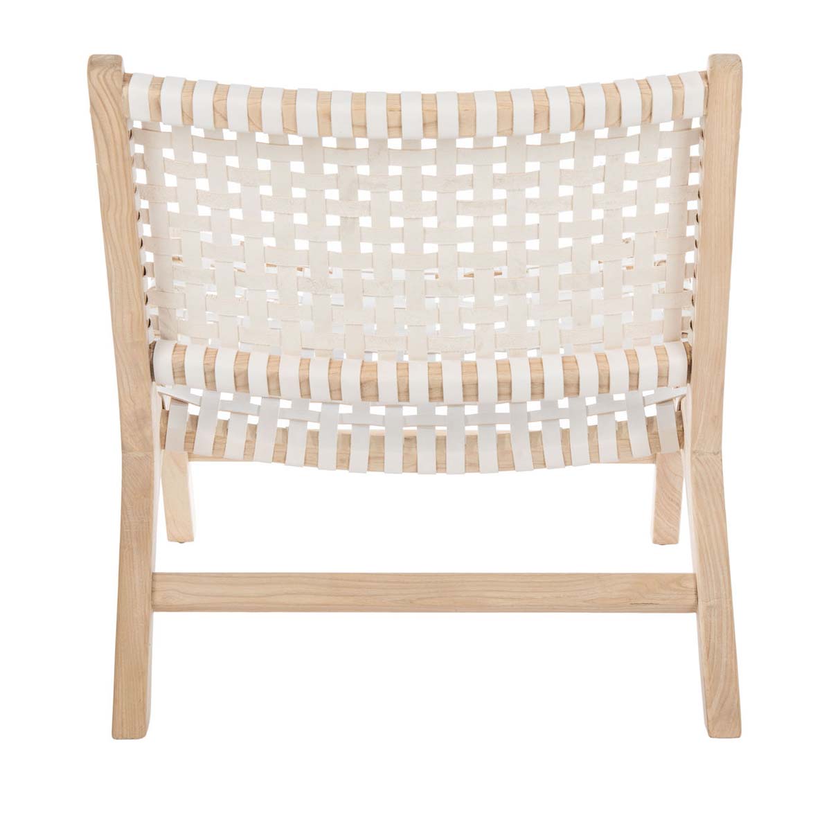 Safavieh Luna Leather Woven Accent Chair , ACH1002 - White Leather/Natural