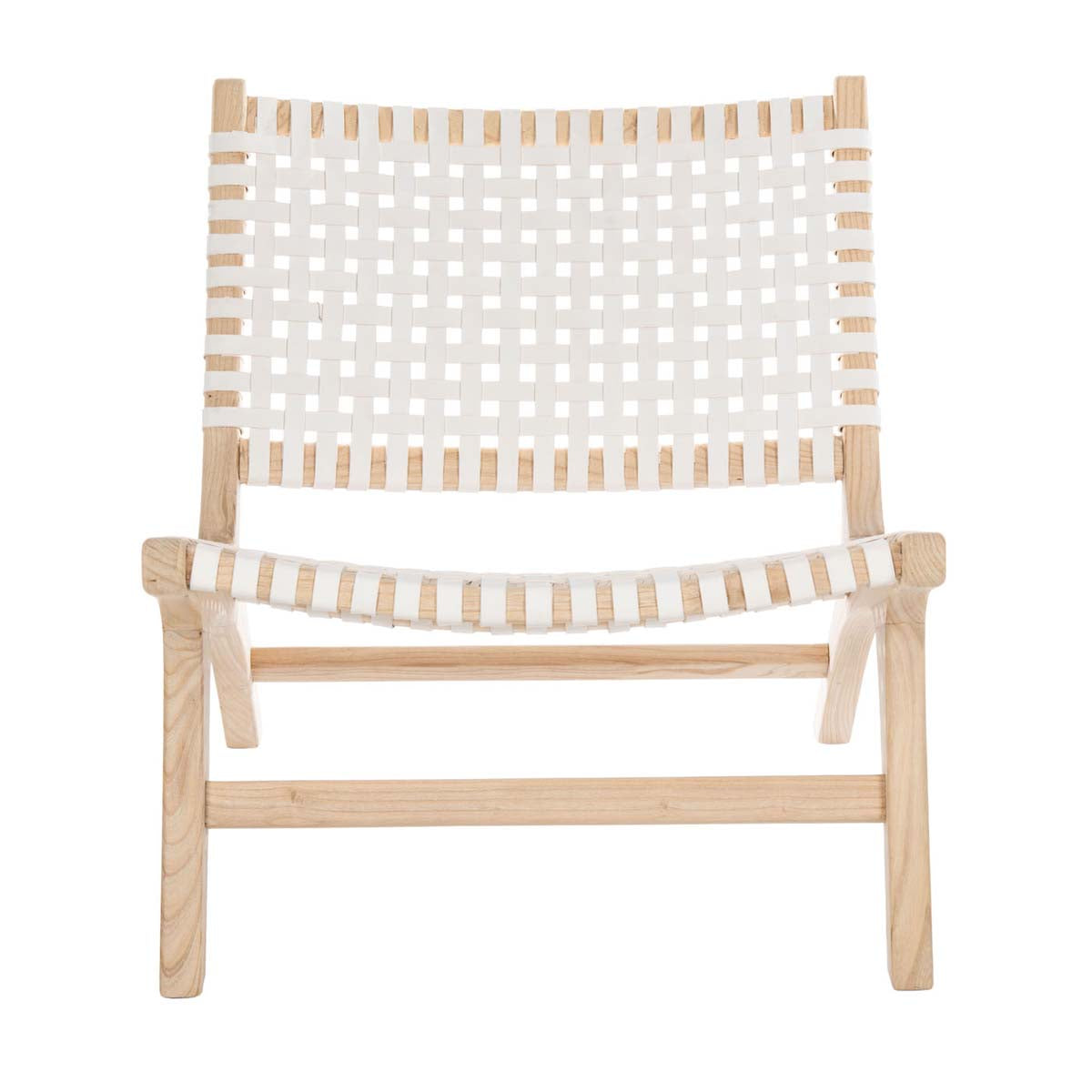 Safavieh Luna Leather Woven Accent Chair , ACH1002 - White Leather/Natural