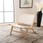 Safavieh Luna Leather Woven Accent Chair , ACH1002 - White Leather/Natural