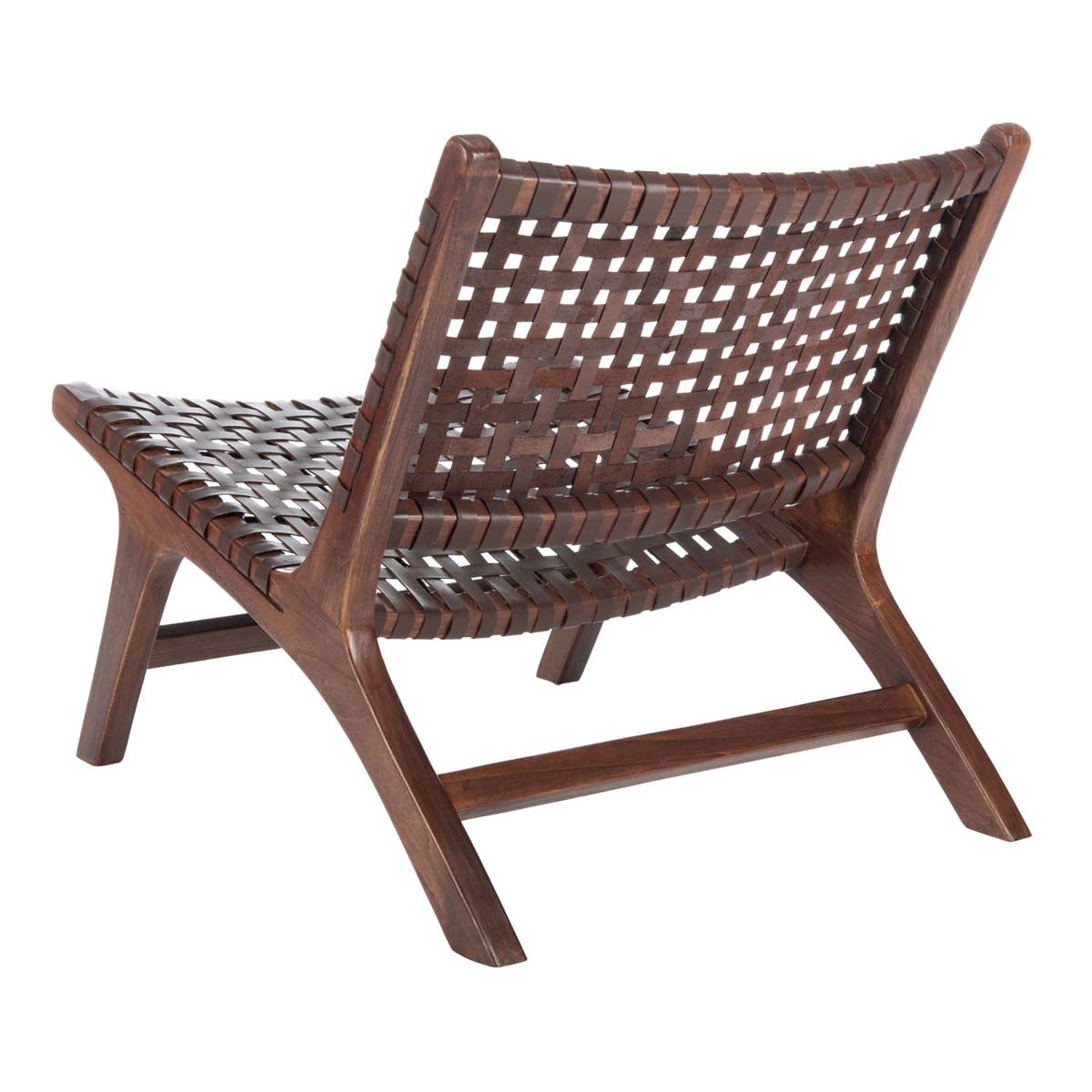 Safavieh Luna Leather Woven Accent Chair , ACH1002 - Brown Leather/Brown