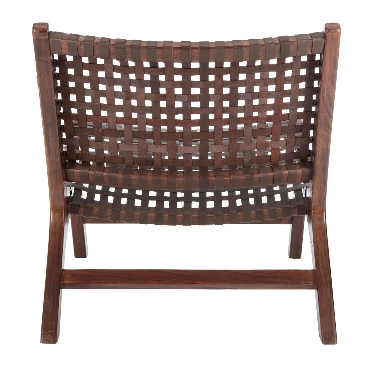 Safavieh Luna Leather Woven Accent Chair , ACH1002 - Brown Leather/Brown