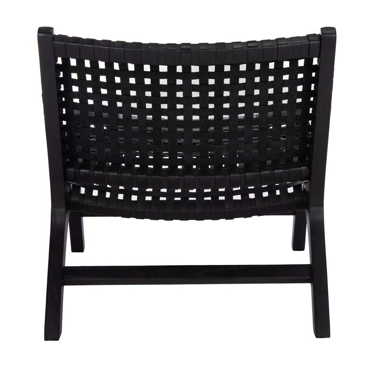Safavieh Luna Leather Woven Accent Chair , ACH1002 - Black Leather/Black