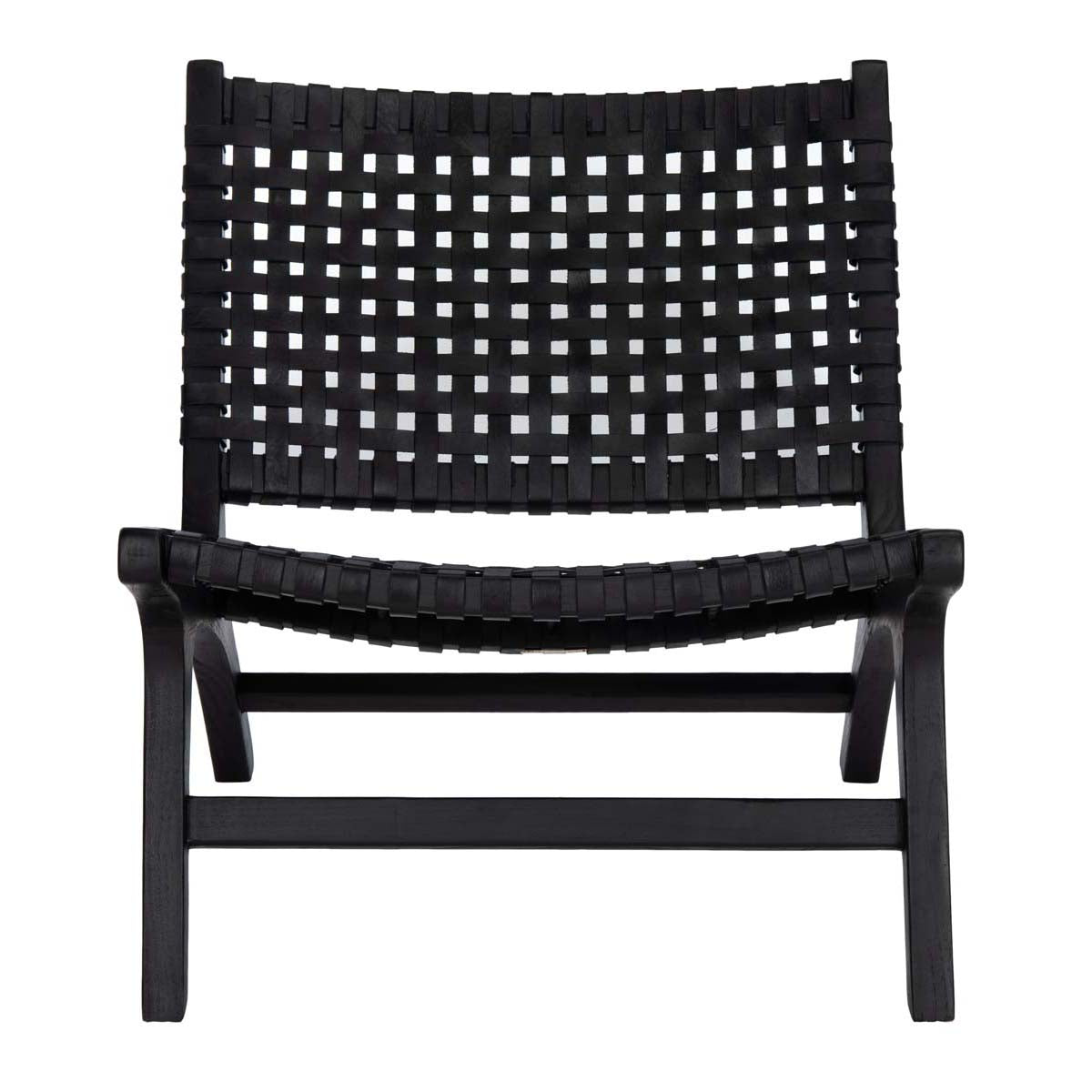 Safavieh Luna Leather Woven Accent Chair , ACH1002 - Black Leather/Black