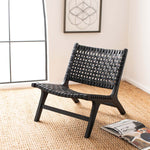 Safavieh Luna Leather Woven Accent Chair , ACH1002 - Black Leather/Black