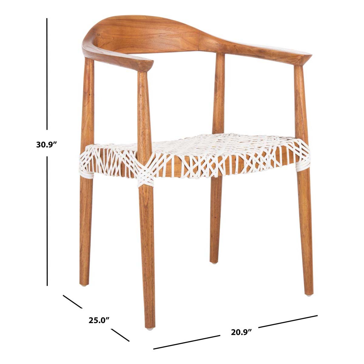 Safavieh Juneau Leather Woven Accent Chair , ACH1003 - Natural Mindi Wood/White Leather