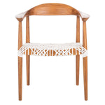 Safavieh Juneau Leather Woven Accent Chair , ACH1003 - Natural Mindi Wood/White Leather