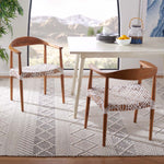 Safavieh Juneau Leather Woven Accent Chair , ACH1003 - Natural Mindi Wood/White Leather