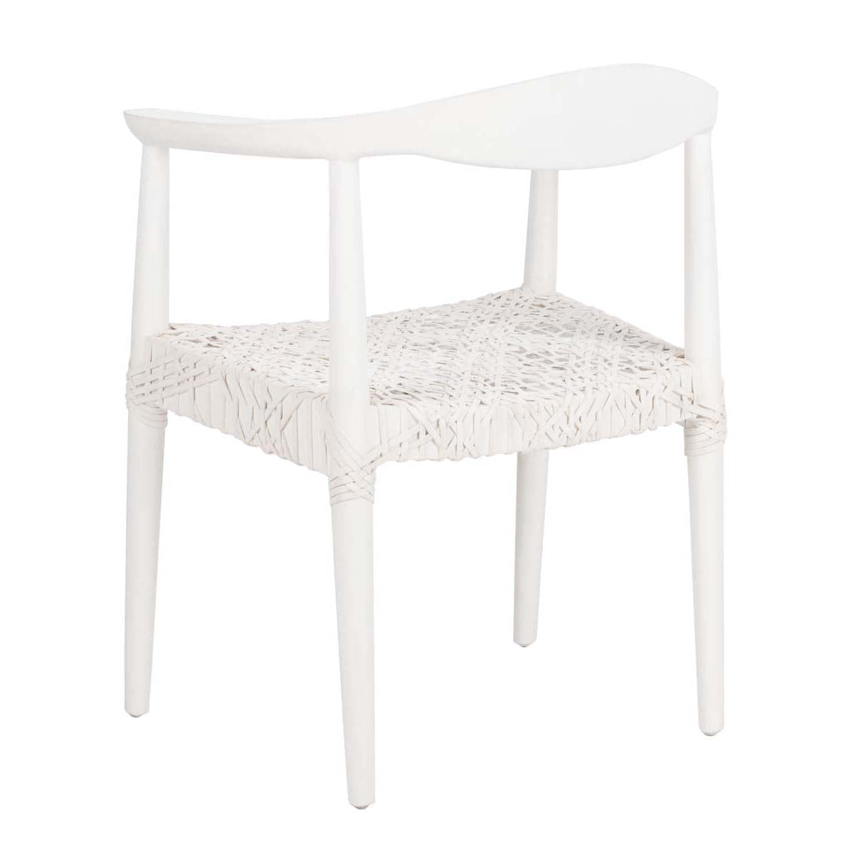 Safavieh Juneau Leather Woven Accent Chair , ACH1003 - White Mindi Wood/White Leather
