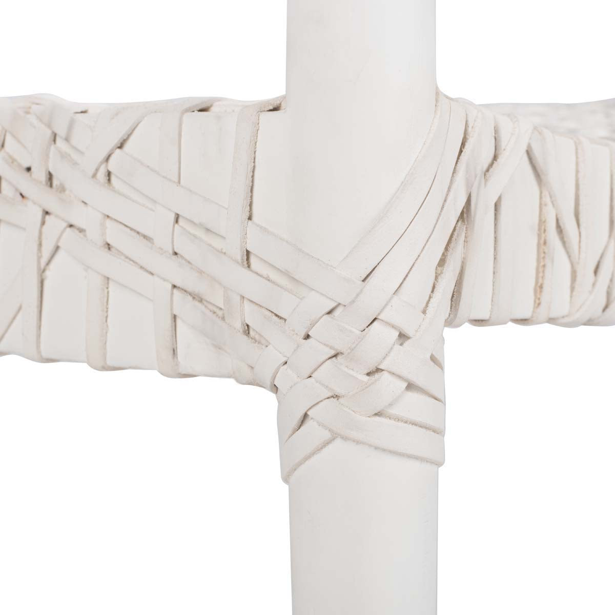 Safavieh Juneau Leather Woven Accent Chair , ACH1003 - White Mindi Wood/White Leather